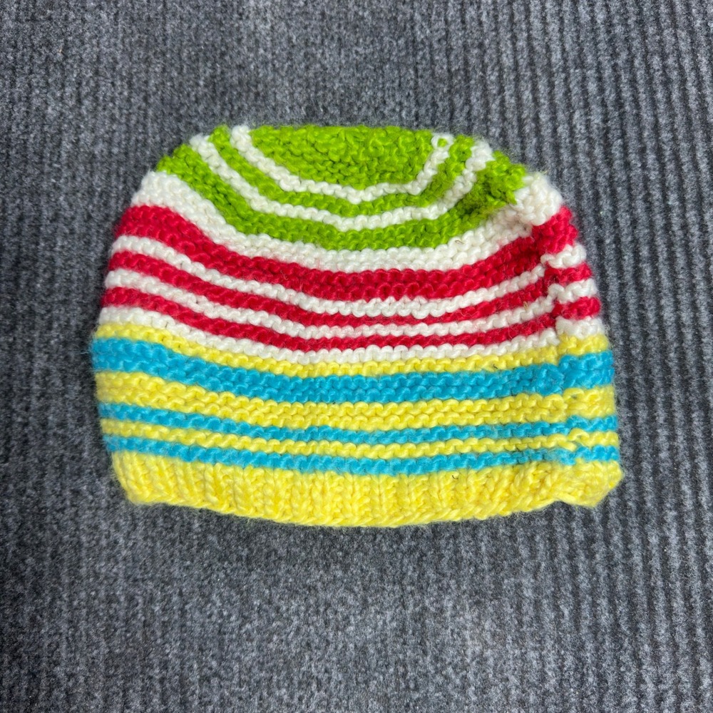 Turtle Fur Striped Knit Beanie Hat Merino Wool Blend Fleece Lined Adult Colorful
